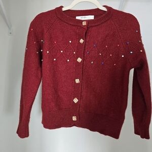 Mira Masa Red Jewel Cardigan Sweater